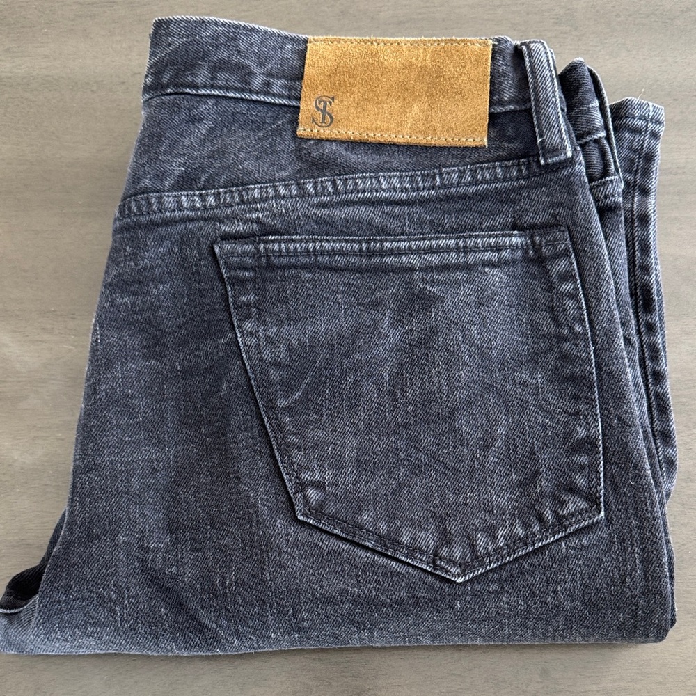 Todd Snyder Dark Gray Jeans with Tan Patch
